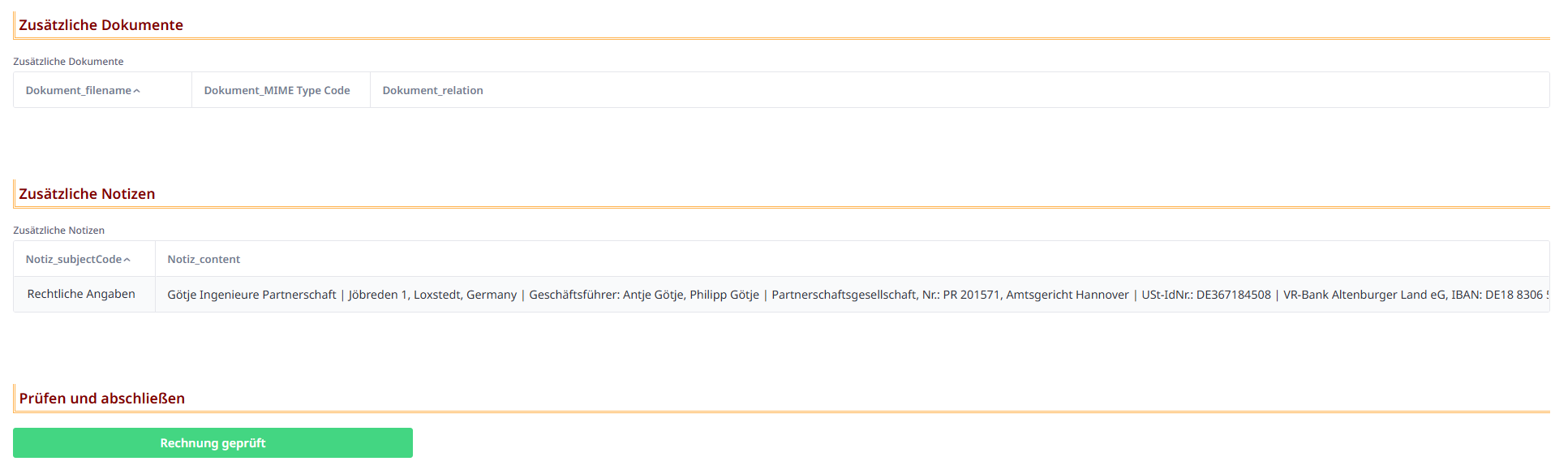 Notizen Dokumente und Abschlussprüfung